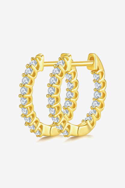Trendsi 925 silver moissanite hoops with a polished gold finish and sparkling stones