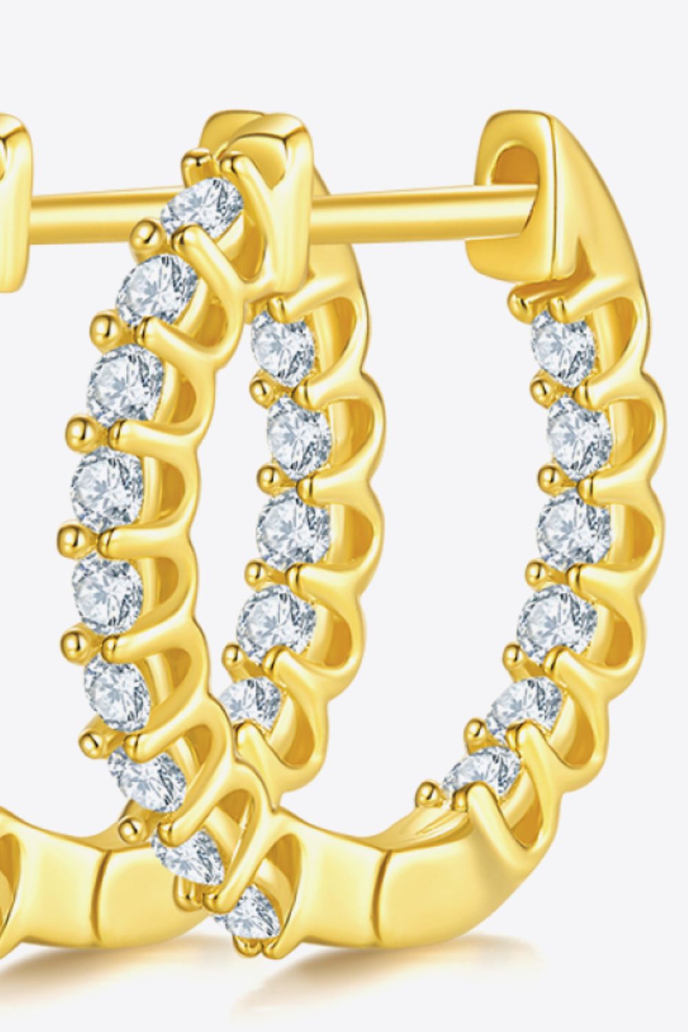 Trendsi 925 silver moissanite hoops with elegant gold design and sparkling gemstones