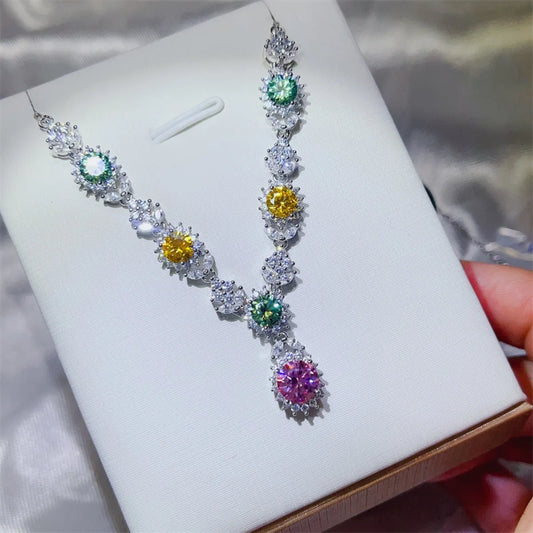 925 silver multi-gem necklace featuring colorful gemstones in a sparkling design