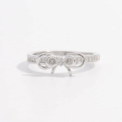 925 sterling silver bow ring with sparkling accents for elegant style