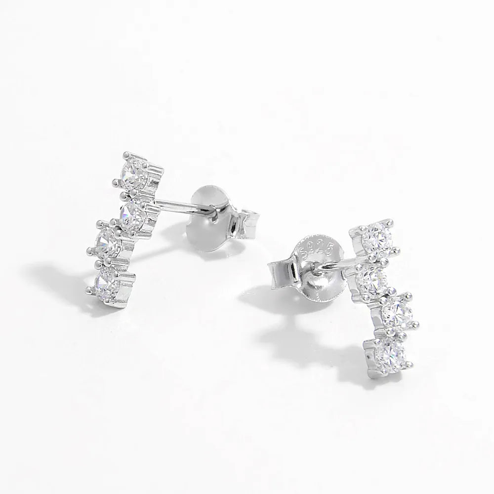 Trendsi 925 sterling silver earrings with sparkling cubic zirconia studs for elegant style