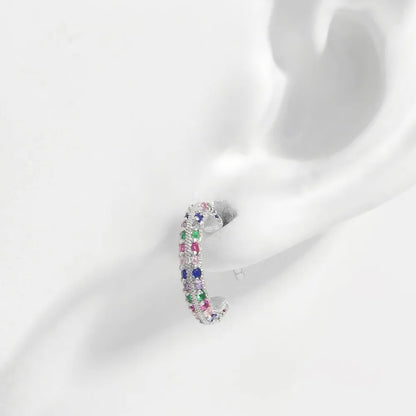 Trendy 925 sterling silver earrings featuring multi-colored gemstones for a stylish look