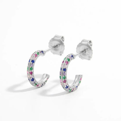Colorful 925 sterling silver earrings featuring sparkling stones in vibrant hues for stylish wear
