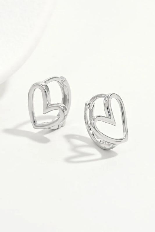 925 sterling silver heart earrings with a delicate heart-shaped design and polished finish