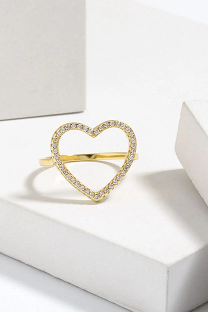 Trendsi 925 sterling silver heart ring with sparkling crystals in a gold finish