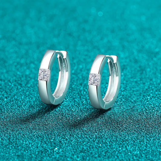 925 sterling silver huggie earrings with a sparkling stone accent for elegant everyday wear