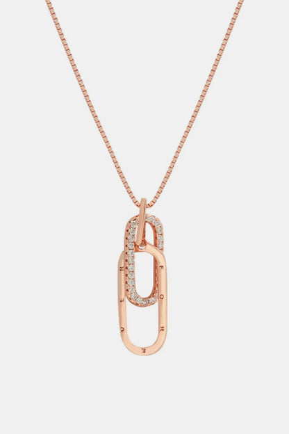 Trendsi 925 sterling silver necklace with intertwined rose gold links and sparkling accents