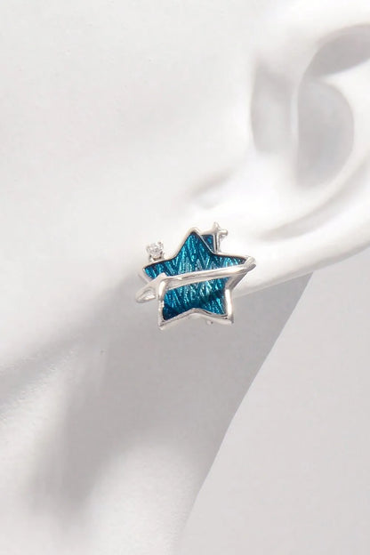 Trendsi 925 sterling silver star earrings with vibrant blue detailing and a stylish design