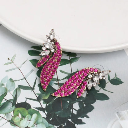 Trendy pink affordable fashion earrings with sparkling rhinestones for a stylish look