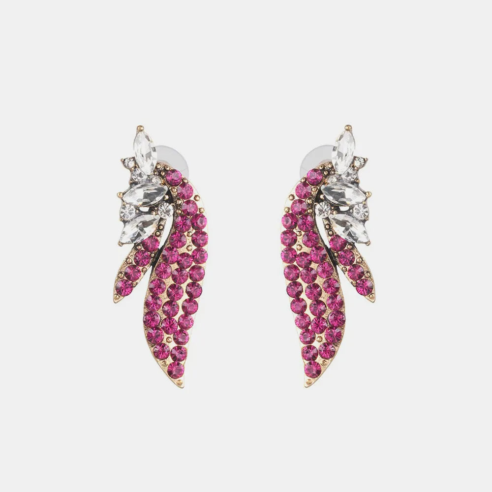 Trendsi affordable fashion earrings featuring pink and clear gemstones in a stylish design