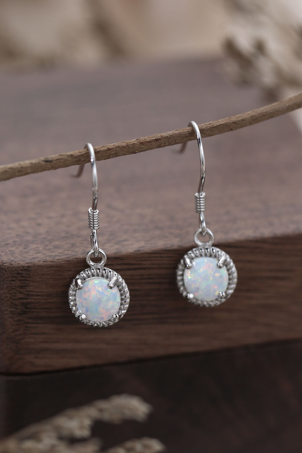 Trendsi Blue Opal Drop Earrings with Silver Hooks and Elegant Design for Everyday Wear