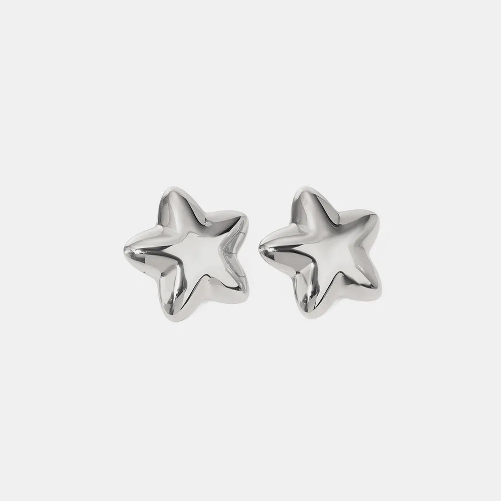 Trendsi Dazzle Collection Star Earrings in Silver with a Shiny, Modern Design