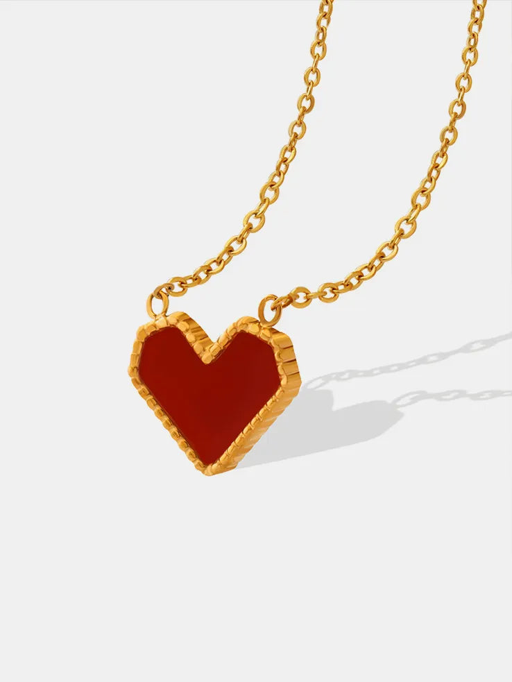 Trendsi elegant heart jewelry with a gold chain and red heart pendant for a stylish look