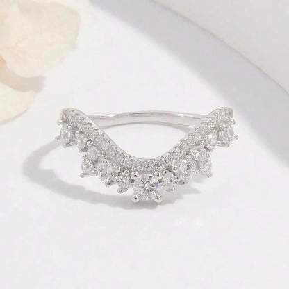 Elegant silver inlaid jewelry ring with sparkling crystals and a unique design for special occasions