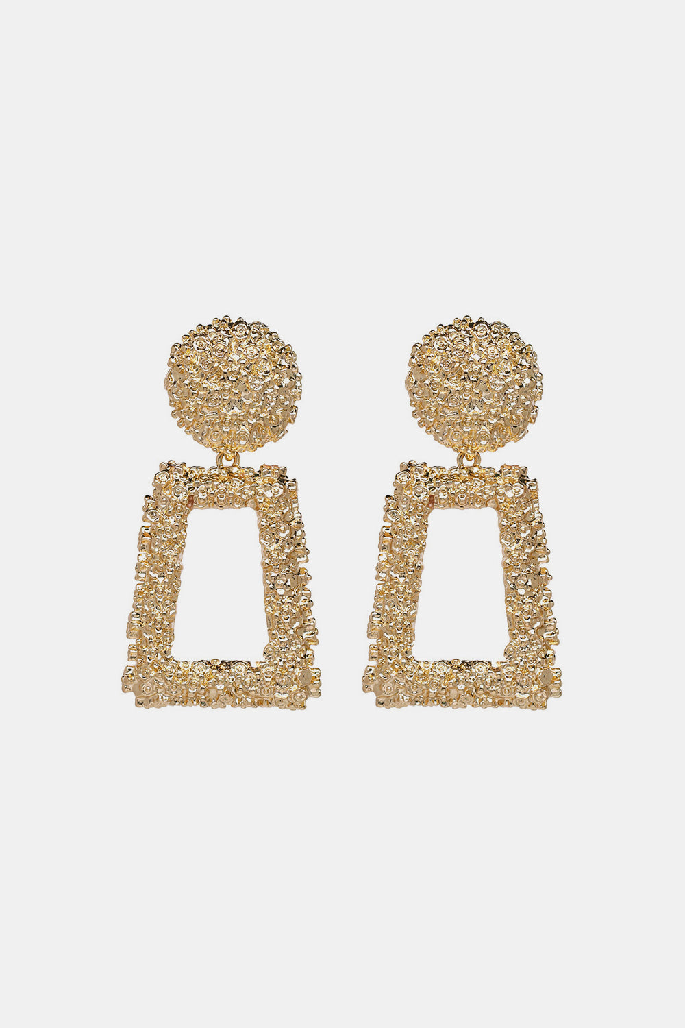 Trendsi geometric dangle earrings in gold featuring textured shapes for a stylish look