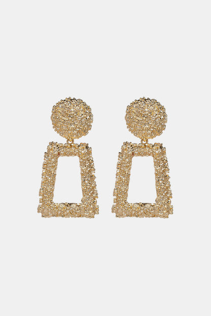 Trendsi geometric dangle earrings in gold featuring textured shapes for a stylish look