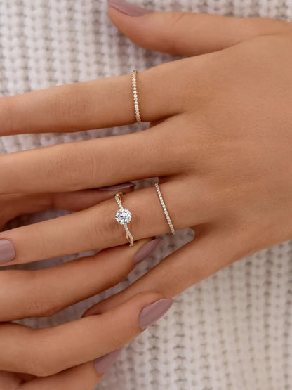 Trendsi glamorous silver rings styled on hand with sparkling accents for elegant looks