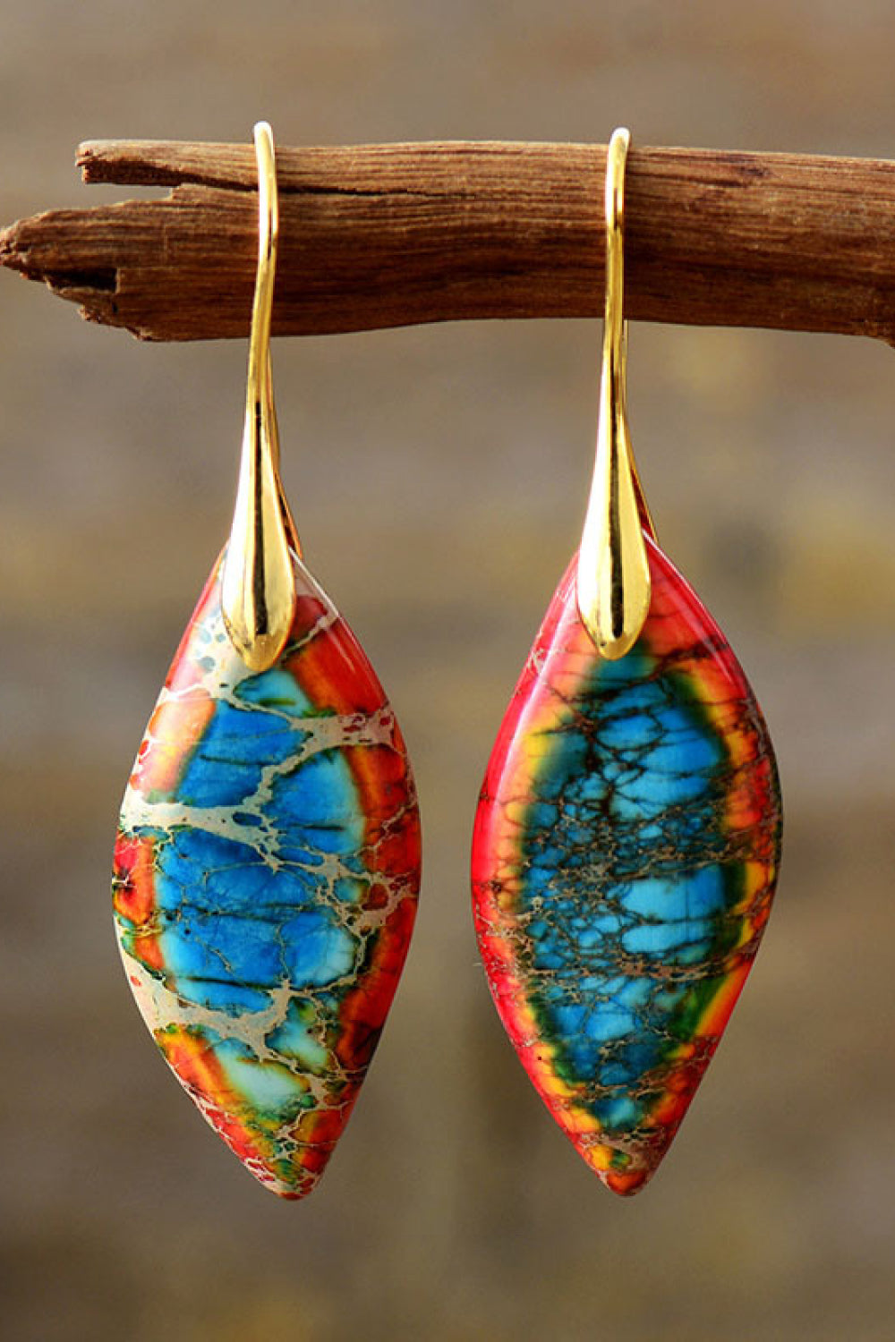 Beautiful handmade natural stone earrings in vibrant colors with unique patterns for any occasion