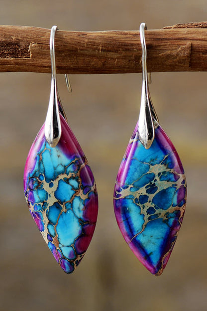 Handmade natural stone earrings featuring vibrant purple and blue patterns for a stylish accessory