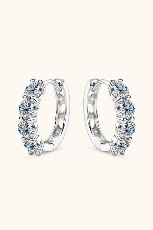 Trendsi Affordable Diamond Alternatives Silver Hoop Earrings with Sparkling Stones