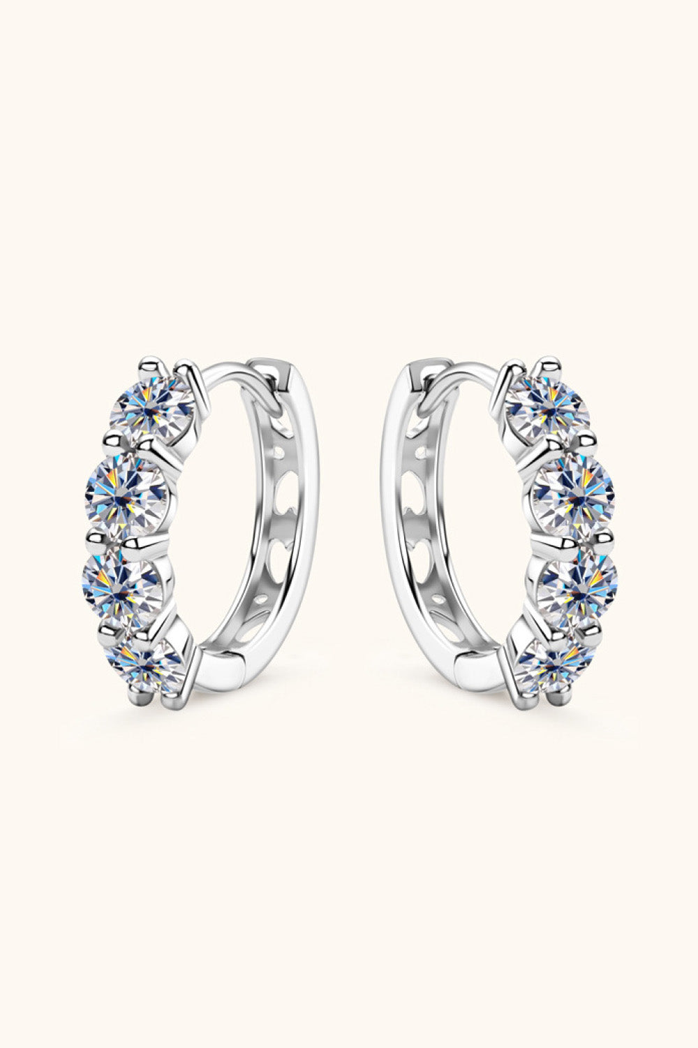 Trendsi Affordable Diamond Alternatives Silver Hoop Earrings with Sparkling Stones