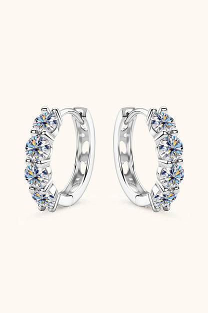 Trendsi Affordable Diamond Alternatives Silver Hoop Earrings with Sparkling Stones