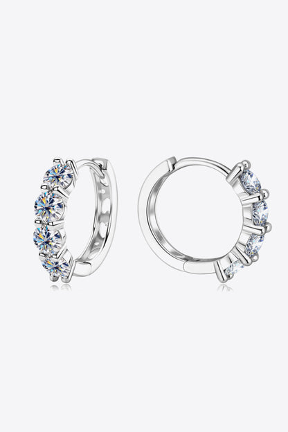 Trendy silver hoop earrings featuring sparkling stones as affordable diamond alternatives