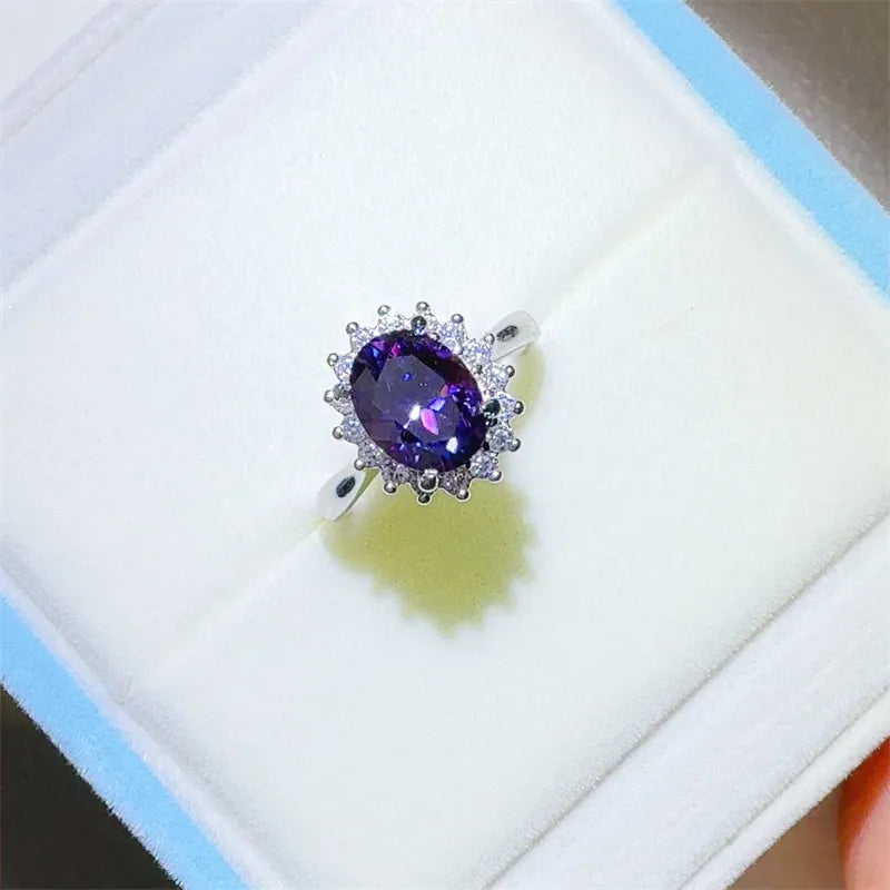 Elegant oval-shaped 2 carat moissanite ring set in a silver band, perfect for special occasions