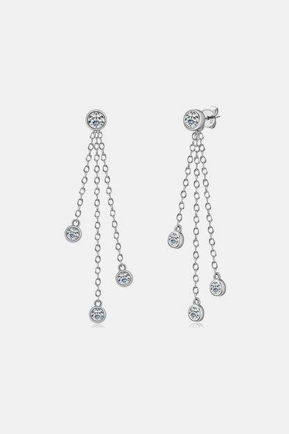 Elegant moissanite drop earrings with shimmering gemstones on delicate chains