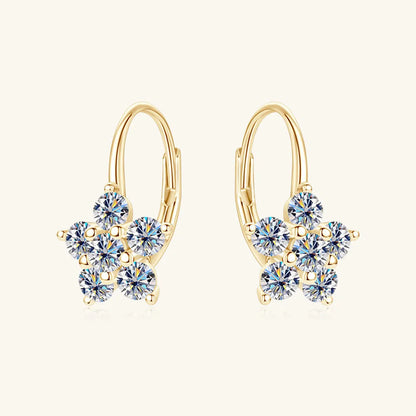 Trendsi Moissanite flower earrings featuring a delicate design with sparkling blue stones