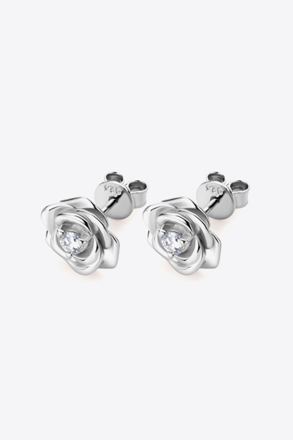 Trendsi Moissanite flower earrings in silver with elegant floral design and sparkling stones