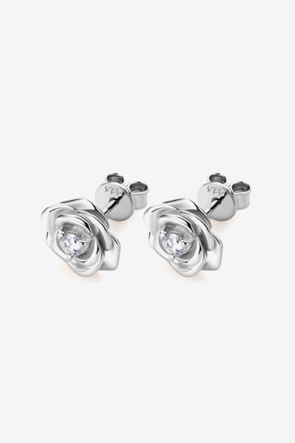 Trendsi Moissanite flower earrings in silver with elegant floral design and sparkling stones