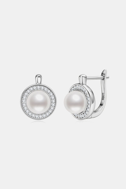 Trendsi Moissanite pearl earrings with sparkling stones and elegant silver setting for a timeless look