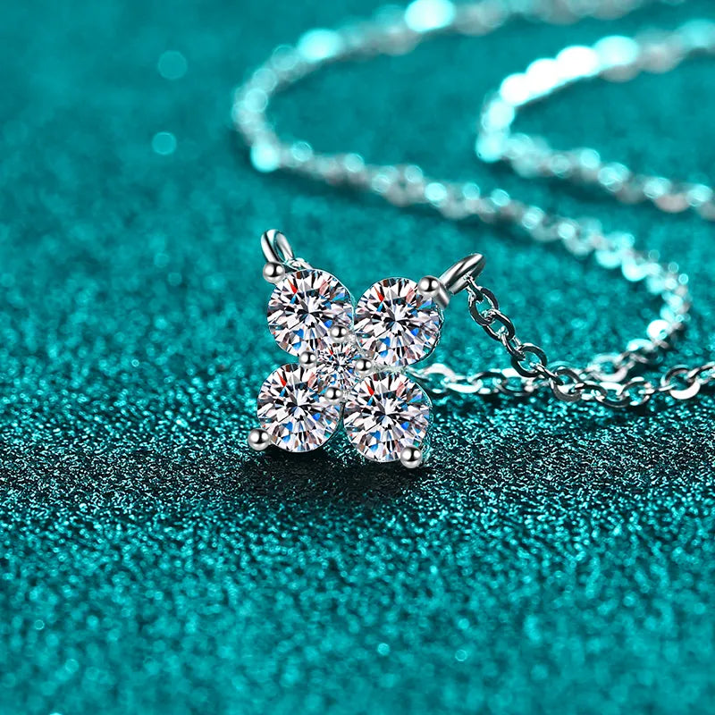 Elegant 1.26 carat moissanite pendant necklace set on a shimmering background