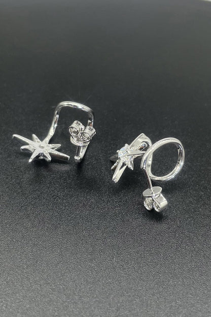 Trendsi Moissanite Star Earrings in Silver with Unique Star and Floral Design