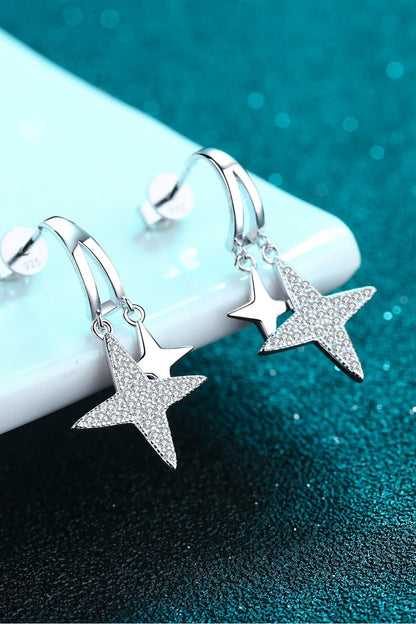 Trendsi Moissanite Star Earrings in Silver with Sparkling Star Design for Elegant Style