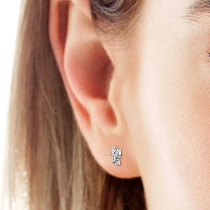 Elegant moissanite stud earrings set in silver, perfect for everyday wear and special occasions