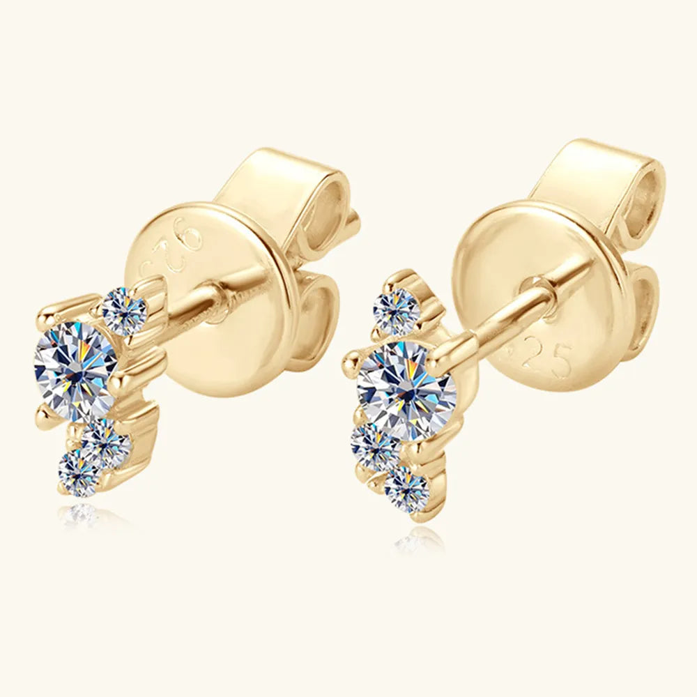 Gold Moissanite Stud Earrings with Sparkling Gemstones for Elegant Style