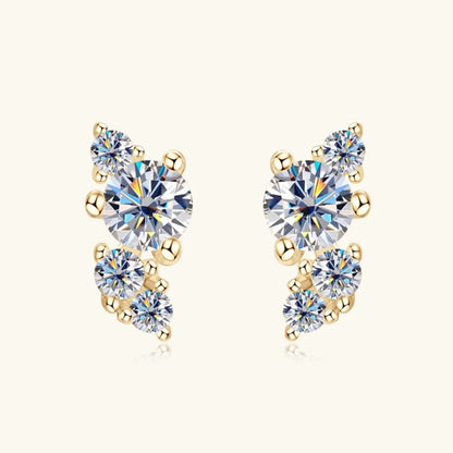Trendsi Moissanite Stud Earrings featuring sparkling gemstones in gold setting