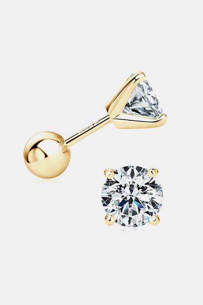 Trendsi Moissanite stud earrings in gold setting with brilliant cut diamonds for elegant style