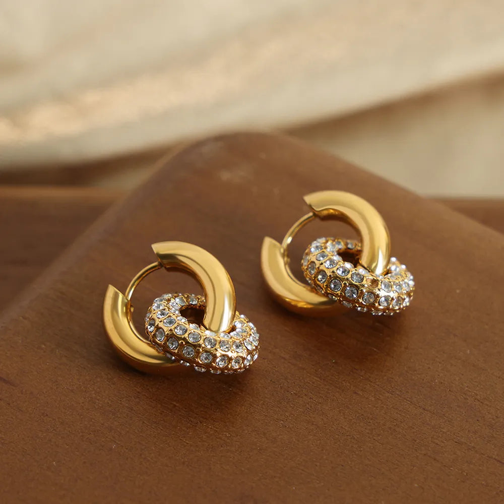 Trendy gold and rhinestone stylish hoop earrings for women, perfect for any occasion