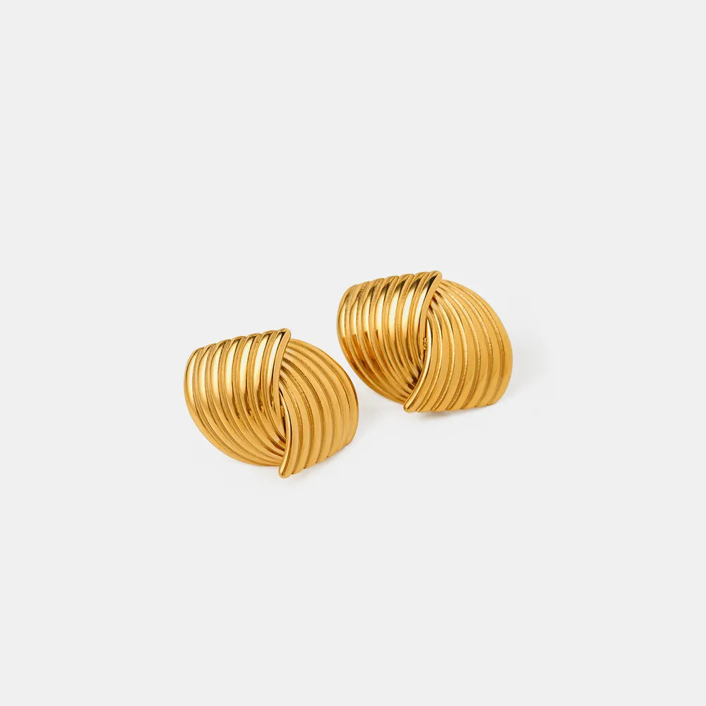 Trendsi textured stud earrings in gold with a stylish twisted design for elegant outfits