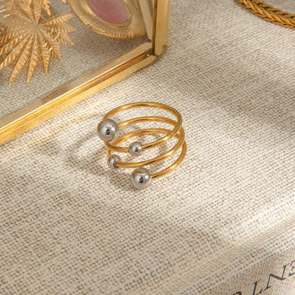 Trendsi Two-Tone Spiral Ring with Gold and Silver Accents for Stylish Accessories