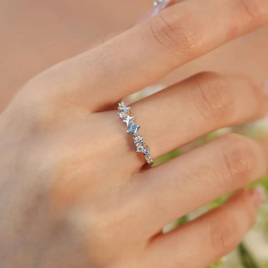 Trendsi unique star design ring with sparkling stones set on a delicate band