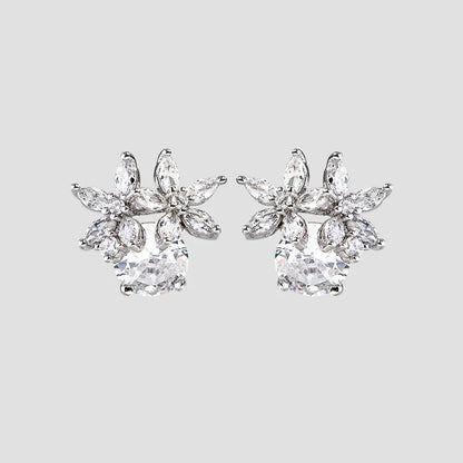 Elegant zircon flower stud earrings with a sparkling design for a chic look